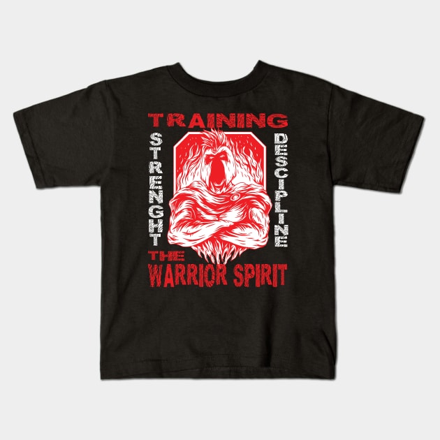 Workout Gym Fitness Physical Training The Warrior Spirit Weightlifting Bodybuilding Gift Kids T-Shirt by Envision Styles